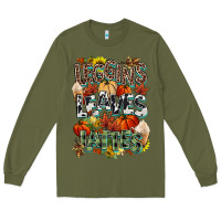Army Green Leaves lattes Fall pumpkin Long Sleeve Tee - NancyCooperArtShop