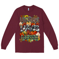 Burgundy Leaves lattes Fall pumpkin Long Sleeve Tee - NancyCooperArtShop
