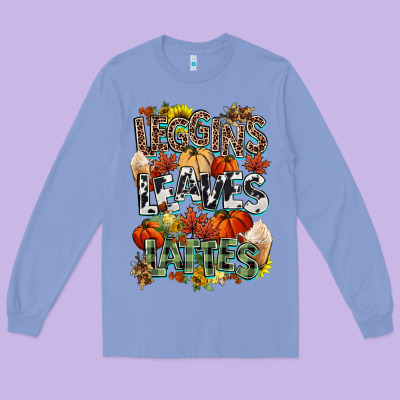 Leaves Lattes Fall Pumpkin Long Sleeve Tee Designed By Nancycooperartshop