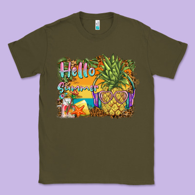 Hello Summer Pineapple Classic Tee Designed By Barkaloodesign