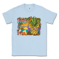 Dusty Blue hello summer pineapple Classic Tee - BarkalooDesign