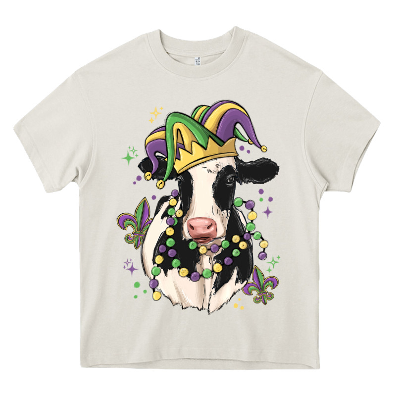 Mardi Gras Cow Heavy Core Tee by MaliasSmallBusiness | Teevron