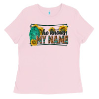 Bubblegum Pink he knows my name isaiah 43 1 Ladies Tee - NancyCooperArtShop