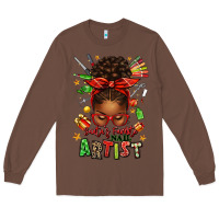 Chestnut santa's favorite nail artist afro messy bun Long Sleeve Tee - texasbilliewilder