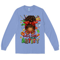 Colony Blue santa's favorite nail artist afro messy bun Long Sleeve Tee - texasbilliewilder
