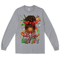 Santa's Favorite Nail Artist Afro Messy Bun Long Sleeve Tee | Teevron
