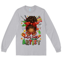 Moon Dust santa's favorite nail artist afro messy bun Long Sleeve Tee - texasbilliewilder