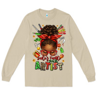 Mushroom santa's favorite nail artist afro messy bun Long Sleeve Tee - texasbilliewilder
