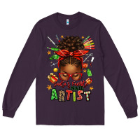 Plum santa's favorite nail artist afro messy bun Long Sleeve Tee - texasbilliewilder