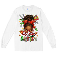 White santa's favorite nail artist afro messy bun Long Sleeve Tee - texasbilliewilder