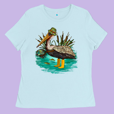 Fishing Pelican Camp Ladies Tee Designed By Nancycooperartshop