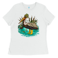 White fishing pelican camp Ladies Tee - NancyCooperArtShop