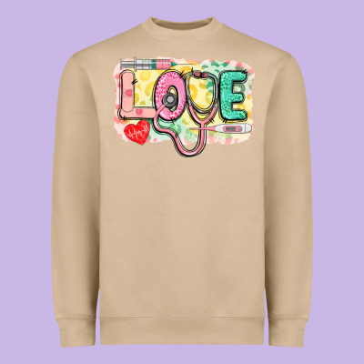 Love Nursing Leopard Heavyweight Sweatshirt Designed By Cowgirlartshop