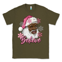 Army Green pink christmas african american santa believe Classic Tee - RanaPortraitStore