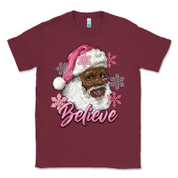 Burgundy pink christmas african american santa believe Classic Tee - RanaPortraitStore