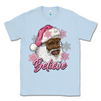 Dusty Blue pink christmas african american santa believe Classic Tee - RanaPortraitStore