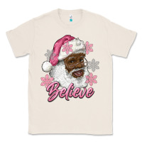 Natural pink christmas african american santa believe Classic Tee - RanaPortraitStore