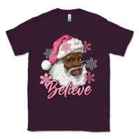 Plum pink christmas african american santa believe Classic Tee - RanaPortraitStore
