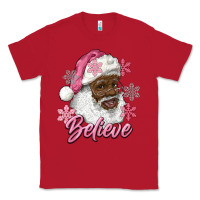 Red pink christmas african american santa believe Classic Tee - RanaPortraitStore
