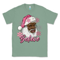 Sage pink christmas african american santa believe Classic Tee - RanaPortraitStore