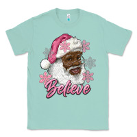 Seafoam pink christmas african american santa believe Classic Tee - RanaPortraitStore