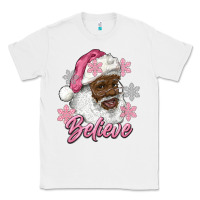 White pink christmas african american santa believe Classic Tee - RanaPortraitStore