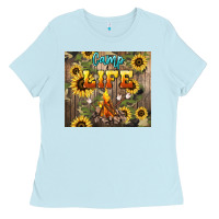 Baby Blue camp life Ladies Tee - NancyCooperArtShop