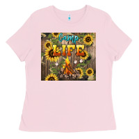 Bubblegum Pink camp life Ladies Tee - NancyCooperArtShop