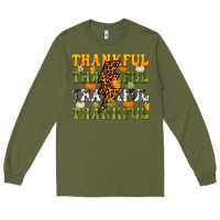 Army Green Thankful Thankful Thankful Long Sleeve Tee - NancyCooperArtShop