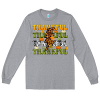Heather Grey Thankful Thankful Thankful Long Sleeve Tee - NancyCooperArtShop