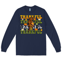 Navy Thankful Thankful Thankful Long Sleeve Tee - NancyCooperArtShop