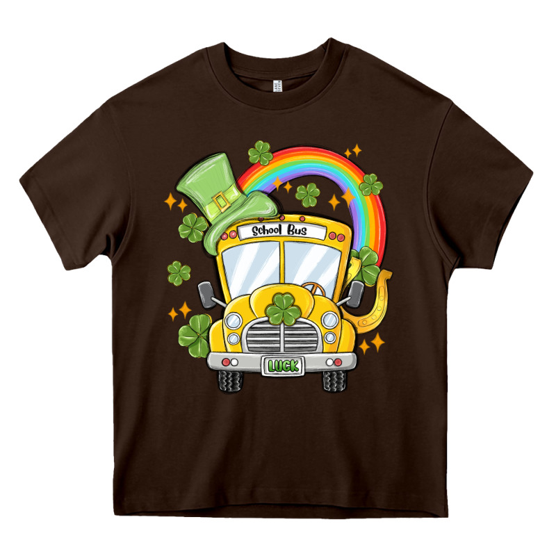 St. Patrick's Day School Bus Heavy Core Tee by MaliasSmallBusiness | Teevron