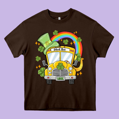 St. Patrick's Day School Bus Heavy Core Tee Designed By Maliassmallbusiness