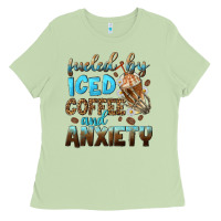 Matcha fueled by iced coffee and anxiety Ladies Tee - NancyCooperArtShop