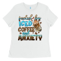White fueled by iced coffee and anxiety Ladies Tee - NancyCooperArtShop
