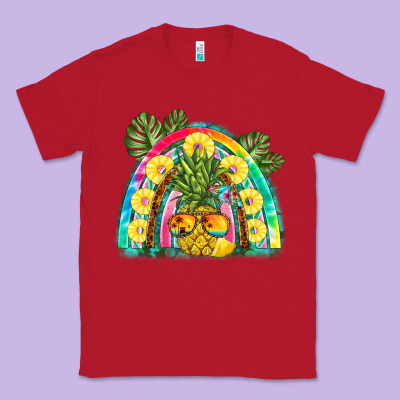 Pineapple Rainbow Classic Tee Designed By Barkaloodesign