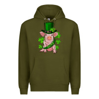 Army Green st. patrick's day lucky baby pig Premium Hoodie - RanaPortraitStore
