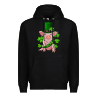 Black st. patrick's day lucky baby pig Premium Hoodie - RanaPortraitStore