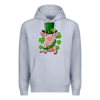 Heather Grey st. patrick's day lucky baby pig Premium Hoodie - RanaPortraitStore
