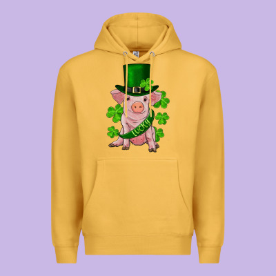 St. Patrick's Day Lucky Baby Pig Premium Hoodie Designed By Ranaportraitstore