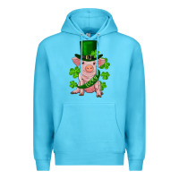 Ocean Blue st. patrick's day lucky baby pig Premium Hoodie - RanaPortraitStore