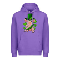 Purple st. patrick's day lucky baby pig Premium Hoodie - RanaPortraitStore