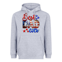 Heather Grey Best Dad Ever 4th of July Heavyweight Hoodie - LillyAllenDesigns