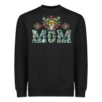 Black Mom with Cow skull Mother's Day Heavyweight Sweatshirt - CowGirlArtShop