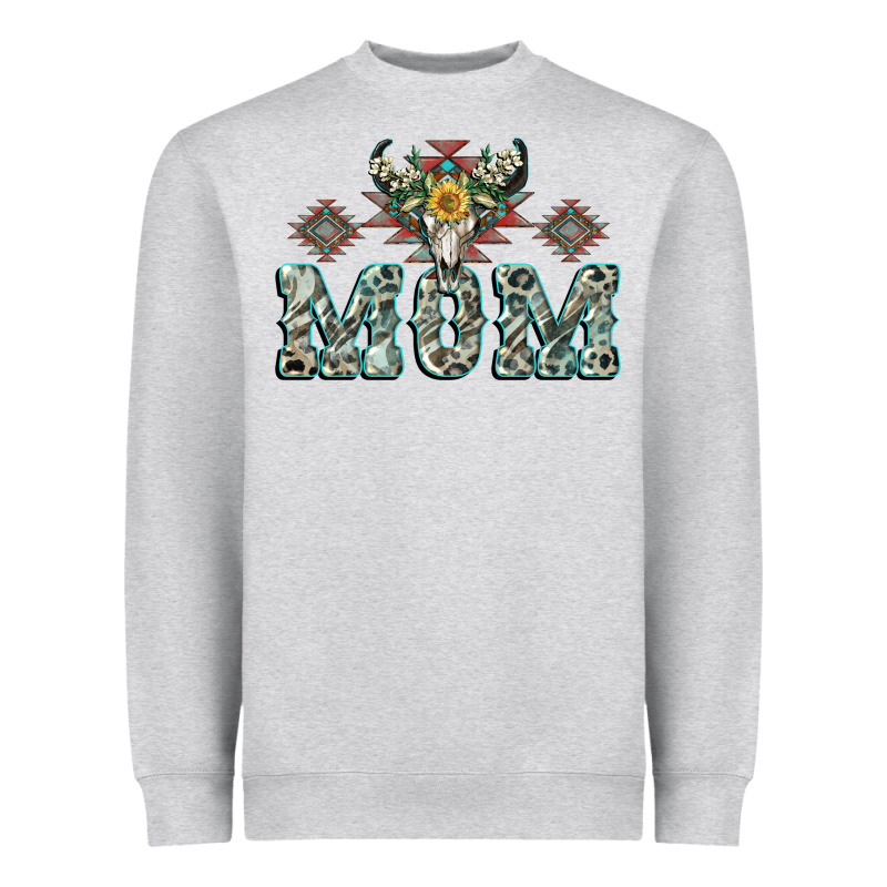 Mom With Cow Skull Mother's Day Heavyweight Sweatshirt by CowGirlArtShop | Teevron