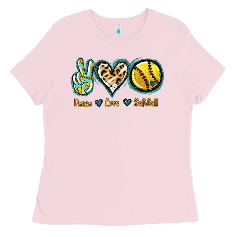Peace Love Softball Ladies Tee by Jasminsmagicworld | Teevron