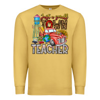 Antique Gold Just a Small Town Teacher Premium Sweatshirt - CowhideDigitalArt