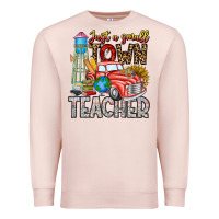 Pale Pink Just a Small Town Teacher Premium Sweatshirt - CowhideDigitalArt