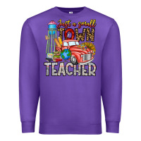 Purple Just a Small Town Teacher Premium Sweatshirt - CowhideDigitalArt