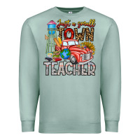 Seafoam Just a Small Town Teacher Premium Sweatshirt - CowhideDigitalArt